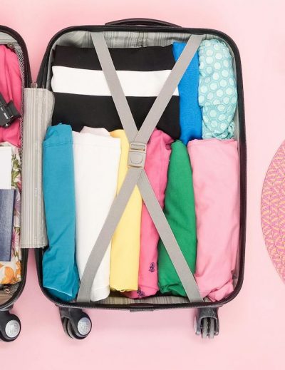 Eingepackter Rollkoffer ohne Vakuumsystem oder Vakuumbeutel